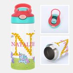 Gepersonaliseerde zeemeermin leeuw sportbal Kids Toddler 12oz geïsoleerde waterfles met initiaal en naam terug naar school verjaardagscadeau voor jong