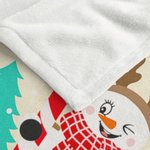 Personalised Cute Sweets Cane Top Hat Snowman Soft Throw Blanket with Coloured Name Winter Home Decor Holiday Christmas Gift for Family Kids