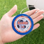 Etiqueta personalizada de aluminio para bolsa con monograma, nombre y número, con diseño de pelota de béisbol, para los amantes del deporte.