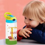 Gepersonaliseerde zeemeermin leeuw sportbal Kids Toddler 12oz geïsoleerde waterfles met initiaal en naam terug naar school verjaardagscadeau voor jong