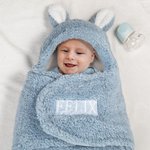 Personalised Bunny Baby Swaddle Infant Sleeping Bag Blanket with Embroidery Name Holiday Costume Baby Shower Gift for Newborn