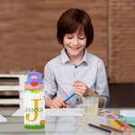 Gepersonaliseerde zeemeermin leeuw sportbal Kids Toddler 12oz geïsoleerde waterfles met initiaal en naam terug naar school verjaardagscadeau voor jong