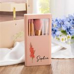 Personalisierte atercolor Geburt Blume Name 5 Pcs Make-up Pinsel Set mit Travel Storage Box und Spiegel Geburtstag Jahrestag Geschenk für Frauen Mädch