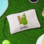 Gepersonaliseerd Cartoon Pickleball Pickleball Naam Make-up tasje met polsbandje Reisaccessoires Verjaardagscadeau voor Pickleball liefhebbers