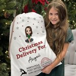 Personalisierte Cartoon-Charakter Weihnachten Lieferung Santa Sack Drawstring behandeln Tasche mit Namen Weihnachten Party Favor Geschenk für Kinder Familie