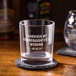 Personalizzato I Survived My Daughter's Wedding Whisky Bourbon Glasses con nome inciso al laser Regalo di nozze per amici di famiglia