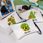 Gepersonaliseerd Cartoon Pickleball Pickleball Naam Make-up tasje met polsbandje Reisaccessoires Verjaardagscadeau voor Pickleball liefhebbers