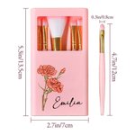 Personalisierte atercolor Geburt Blume Name 5 Pcs Make-up Pinsel Set mit Travel Storage Box und Spiegel Geburtstag Jahrestag Geschenk für Frauen Mädch