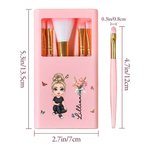 Personalized Birth Flower Bouquet Name Cartoon 5 Pcs Makeup Brush Travel Storage Box Set with Mirror Birthday Bridal Shower Gift for Women Girls