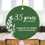 Personalised Years of Service Multicolour Ceramic Ornament with Name and Job Title Retirement Party Decor Christmas Gift for Family Friend