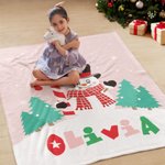 Personalised Cute Sweets Cane Top Hat Snowman Soft Throw Blanket with Coloured Name Winter Home Decor Holiday Christmas Gift for Family Kids
