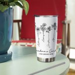 Personalized Nana's Garden 1-15 Birth Flower Bouquet 20oz Tumbler with Lid and Straw Cleaning Brush Birthday Mother's Day Gift for Mom Grandma