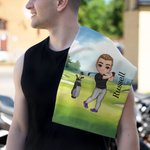 Personalisiertes Super Saugfähiges Cartoon Charakter Waffel-Golf-Handtuch mit Karabiner Golf Zubehör Geburtstag Geschenk für Golfspieler Golfliebhaber