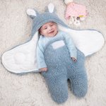 Personalised Bunny Baby Swaddle Infant Sleeping Bag Blanket with Embroidery Name Holiday Costume Baby Shower Gift for Newborn