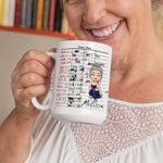 Personalized Retro Library Date Due Card Cartoon Girl Ceramic Mug and Coaster Set with Name Birthday Reading Club Gift for Book Lovers Women