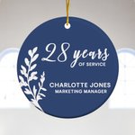 Personalised Years of Service Multicolour Ceramic Ornament with Name and Job Title Retirement Party Decor Christmas Gift for Family Friend