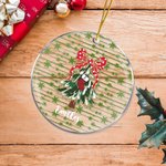 Personalized Glitter Bow Christmas Tree  Acrylic Ornament with Name and Initial Holiday Decor Christmas Gift for Friend Family