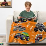 Personalisierte Monstertruck Geländewagen Weiche Decke mit Namen Haus Deko Geburtstag Geschenk für Jungen Herren