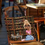 Sac fourre-tout personnalisé avec nom et poignée pour bibliothèque, lecture, dessin animé, chat, anniversaire, diplôme Cadeau pour les rats de bibliot