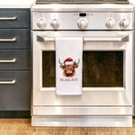 Henkilökohtainen Floral Santa Hat Highland Cow Super imukykyinen mikrokuituvahvisteinen vohveliteepyyhe nimellä Kitchen Decor joululahja perheelle yst
