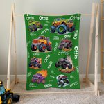 Personalisierte Monstertruck Geländewagen Weiche Decke mit Namen Haus Deko Geburtstag Geschenk für Jungen Herren