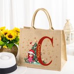 Albero di Natale personalizzato Piccolo elfo personaggio dei cartoni animati Borsa in iuta con iniziali e nome Regalo di Natale per la famiglia e i bambini