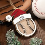 Personalisierte Baseball Volleyball Sport mit Weihnachtsmütze Weihnachtsschmuck mit Namen und Jahr Baumschmuck Urlaub Party Favors Geschenk für Traine