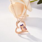 Personalisierte Herz Eule verstellbare Halskette mit Zirkon Geburtstag Jahrestag Schmuck Geschenk für Frauen verziert