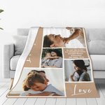 Personalisierte Liebe-Thema Weiche Decke mit 4 Fotos Collage Text Haus Deko Muttertag Weihnachten Geschenk für Familie