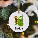 Cartone animato personalizzato Cetriolo sottaceto Pickleball Nome Ornamento Albero Decor Regalo di Natale per gli amanti del Pickleball