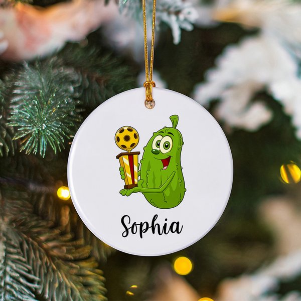 Gepersonaliseerde Cartoon Pickleball Pickleball Naam Ornament Boom Decor Kerstcadeau voor Pickleball Liefhebbers