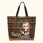 Sac fourre-tout personnalisé avec nom et poignée pour bibliothèque, lecture, dessin animé, chat, anniversaire, diplôme Cadeau pour les rats de bibliot