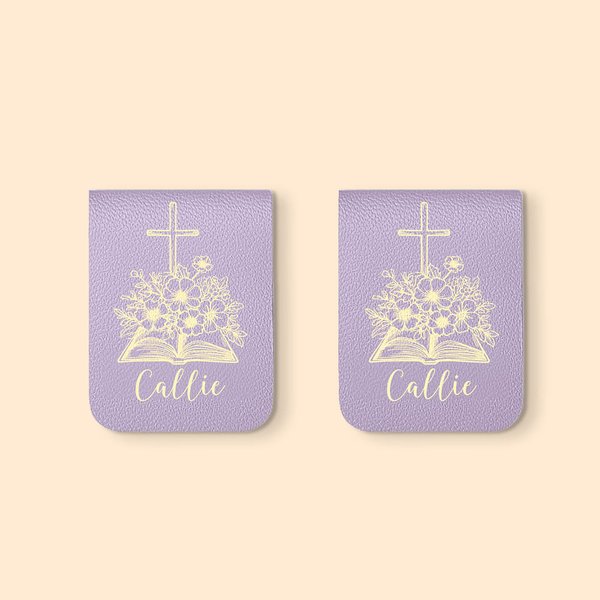 Marque-page magnétique en cuir avec nom Cadeau d'anniversaire pour bibliothécaire Amoureux des livres chrétiens