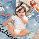 Couverture Polaire Sherpa Personnalisée avec Nom et Personnage d'Astronaute Cadeau d'Anniversaire pour Enfants Passionnés d'Espace