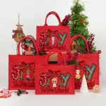 Personalised Joy To The World Cartoon Character Eco-friendly Jute Tote Bag Christmas Gift for Friend Family