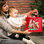 Henkilökohtainen 3D Floral Initial Red Suuri Juutti Kangaskassi nimi ja kahva Syntymäpäivä Joulujuhla suosikki lahja lapsille aikuisille