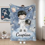 Couverture Polaire Sherpa Personnalisée avec Nom et Personnage d'Astronaute Cadeau d'Anniversaire pour Enfants Passionnés d'Espace