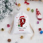 Gepersonaliseerde Kerst Cartoon Karakter Kerstmuts initiële Drawstring Bag Kerstfeest cadeau voor familie Jongens Meisjes