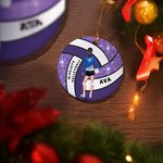 Personalized Volleyball Girl Name Round Ceramic Ornament with Number and Texts Christmas Tree Decor Birthday Team Gift for Women Sport Lovers