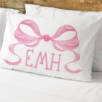 Personalized Fancy Rose Coquette Bow Monogrammed Initial Throw Pillow Cover Home Decor Housewarming Gift for Women Girls