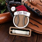 Ballon de Baseball Volleyball Personnalisé avec Chapeau de Père Noël Porte monnaie Ornement de Noël avec Nom Année Fête Favors Cadeau pour Entraîneur 