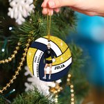 Personalized Volleyball Girl Name Round Ceramic Ornament with Number and Texts Christmas Tree Decor Birthday Team Gift for Women Sport Lovers