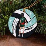 Personalized Volleyball Girl Name Round Ceramic Ornament with Number and Texts Christmas Tree Decor Birthday Team Gift for Women Sport Lovers