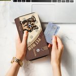 Portefeuille Multi-Pli en Cuir Personnalisé avec Nom et 1-3 Motifs de Chien Chat Cadeau Noël Anniversaire pour Amoureux d'Animal de Compagnie