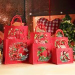 Henkilökohtainen 3D Floral Initial Red Suuri Juutti Kangaskassi nimi ja kahva Syntymäpäivä Joulujuhla suosikki lahja lapsille aikuisille