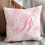 Personalized Fancy Rose Coquette Bow Monogrammed Initial Throw Pillow Cover Home Decor Housewarming Gift for Women Girls