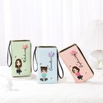 Personalized Birth Flower Cartoon Vegan Leather Wristlet Wallet with Multiple Compartments Mother's Day Wedding Bridesmaid Gift for Women Girls