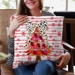 Personalized Glitter Bow Christmas Tree Throw Pillow Cover with Name and Text Home Decor Birthday Christmas Gift for Family Kids