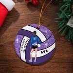 Personalized Volleyball Girl Name Round Ceramic Ornament with Number and Texts Christmas Tree Decor Birthday Team Gift for Women Sport Lovers