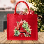 Henkilökohtainen 3D Floral Initial Red Suuri Juutti Kangaskassi nimi ja kahva Syntymäpäivä Joulujuhla suosikki lahja lapsille aikuisille